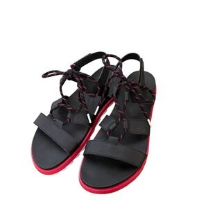 Sorel Women's Black Red Lace Up Sporty Platform Sandals Size 11